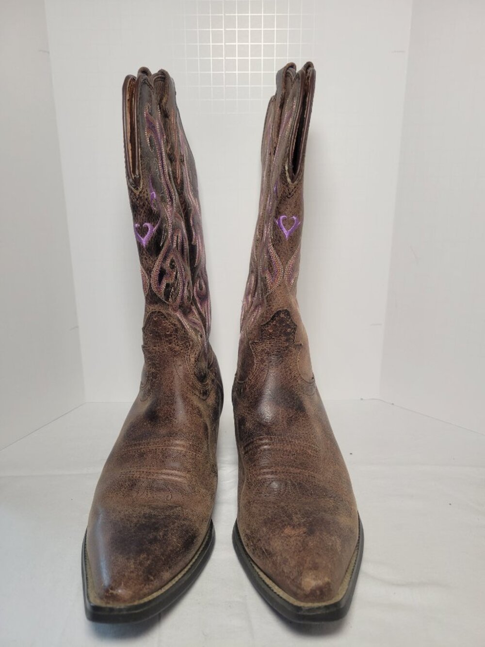 Justin Brown Leather Embroidered Western Cowboy Boots Women's 9B - Picture 2 of 13